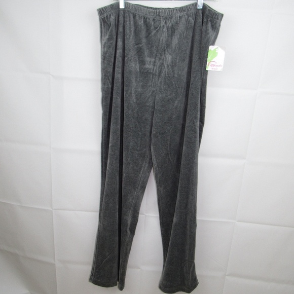 PAPPAGALLO WOMAN GRAY FELT TRACK PANTS SIZE 2X - Picture 4 of 5